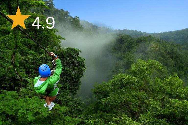 Photo of one of the ziplines during Arenal volcano tours in Costa Rica