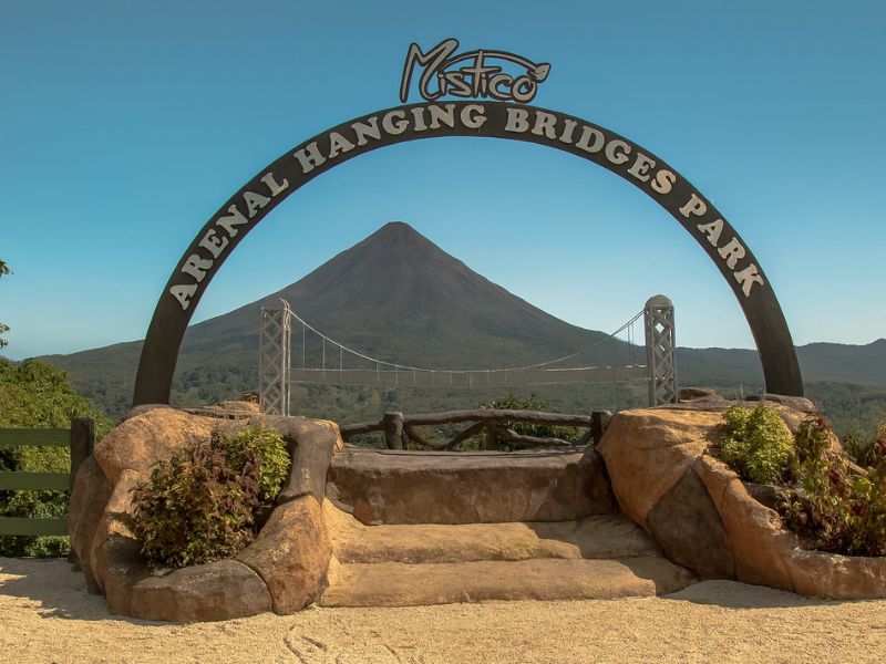 Entrance of Arenal hanging bridges park where tour starts