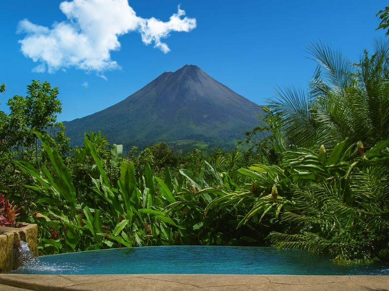Hot springs with panoramic view of Arenal Volcano