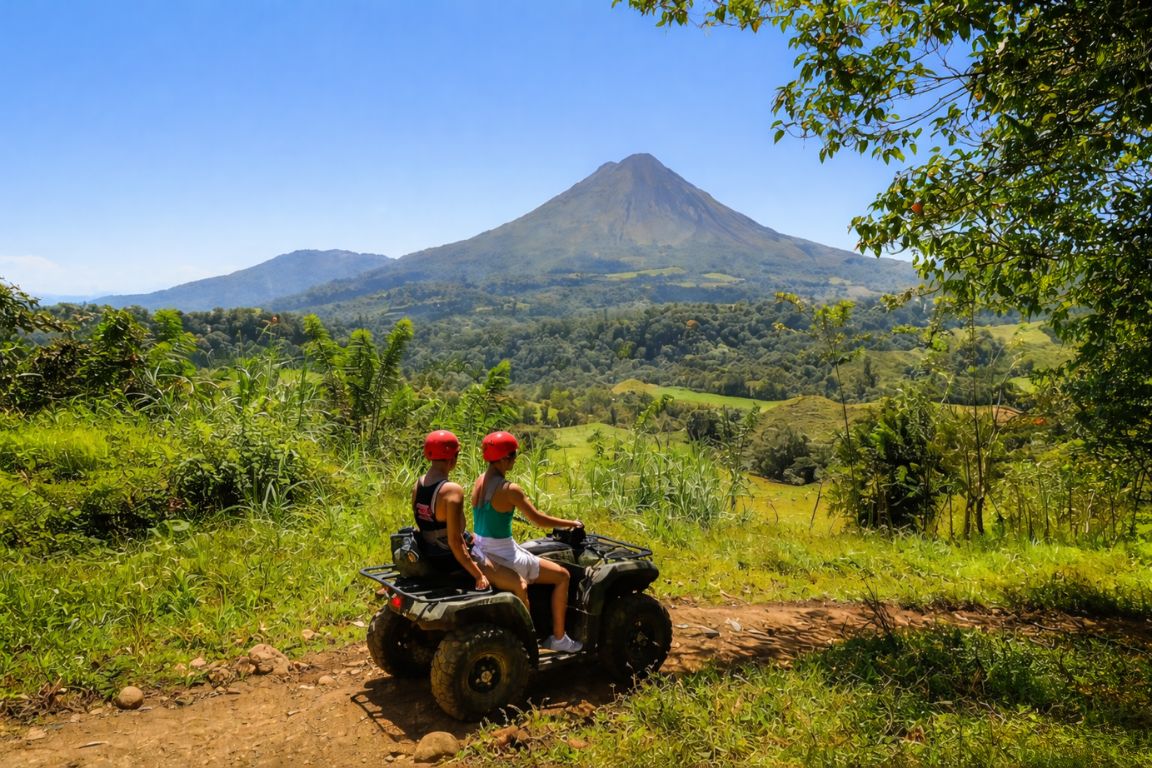 Guided ATV tour near Arenal Volcano captured during an adventure with Arenal Volcano Costa Rica Tours